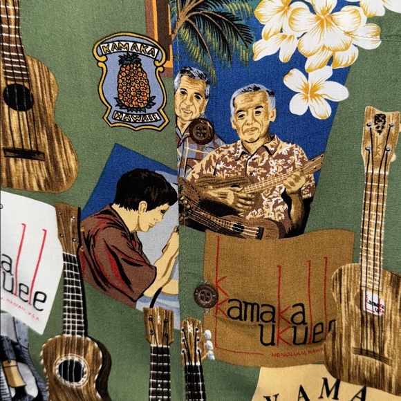 Rare Collectible Reyn Spooner Aloha Shirt KAMAKA Ukelele Rayon Pocket Size XL - Picture 9 of 11